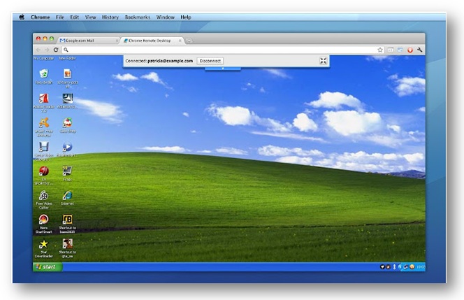 Desktop do Hospedeiro compartilhado com o Chrome Remote Desktop