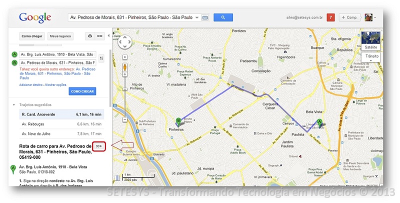 Tutorial sobre sobrevôo de Rotas no Google Maps